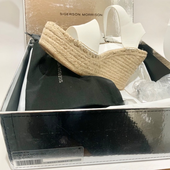 SIGERSON MORRISON Arien platform wedge Espadrille white leather sandal pumps 9 - Picture 7 of 15